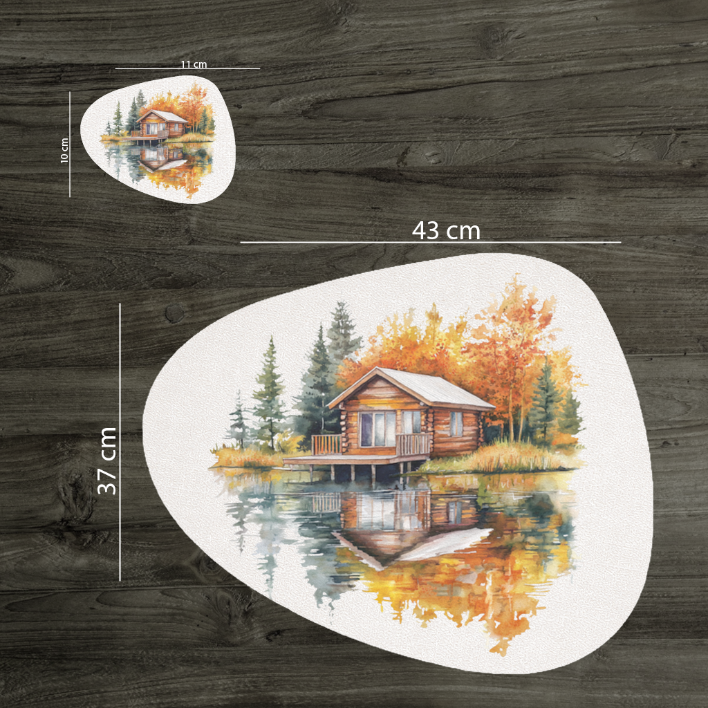 Lakeside Log Cabin Autumn Landscape Charger Plate Set 12 Pieces