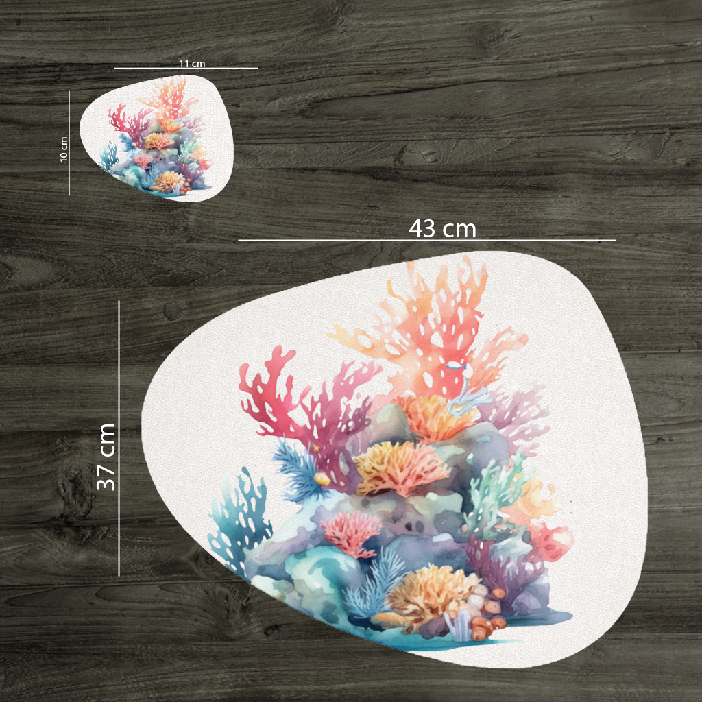Vibrant Watercolor Coral Reef Scene Charger Plate Set 12 Pieces