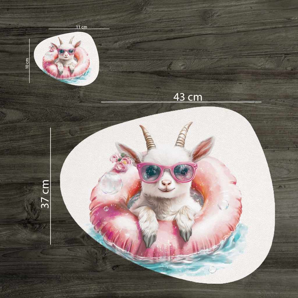 Baby Goat in Pink Pool Ring Charger Plate Set 12 Pieces