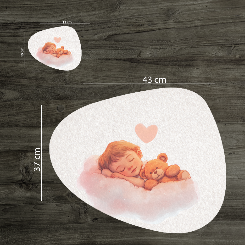 Sleeping Baby on Cloud with Teddy Bear Charger Plate Set 12 Pieces