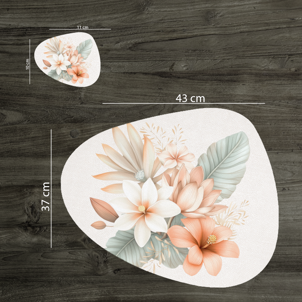 Soft Peach Tropical Floral Bouquet Charger Plate Set 12 Pieces