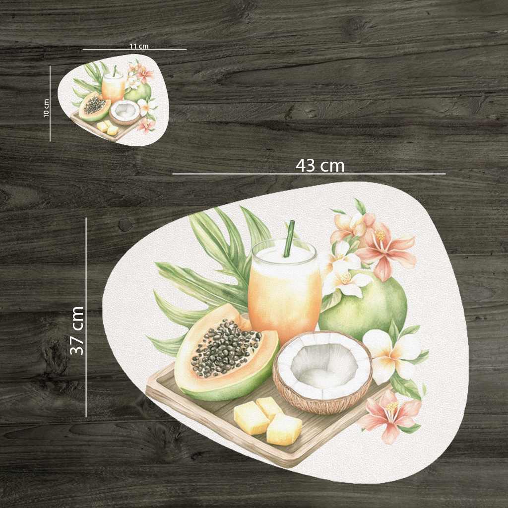 Tropical Papaya and Coconut Juice Charger Plate Set 12 Pieces