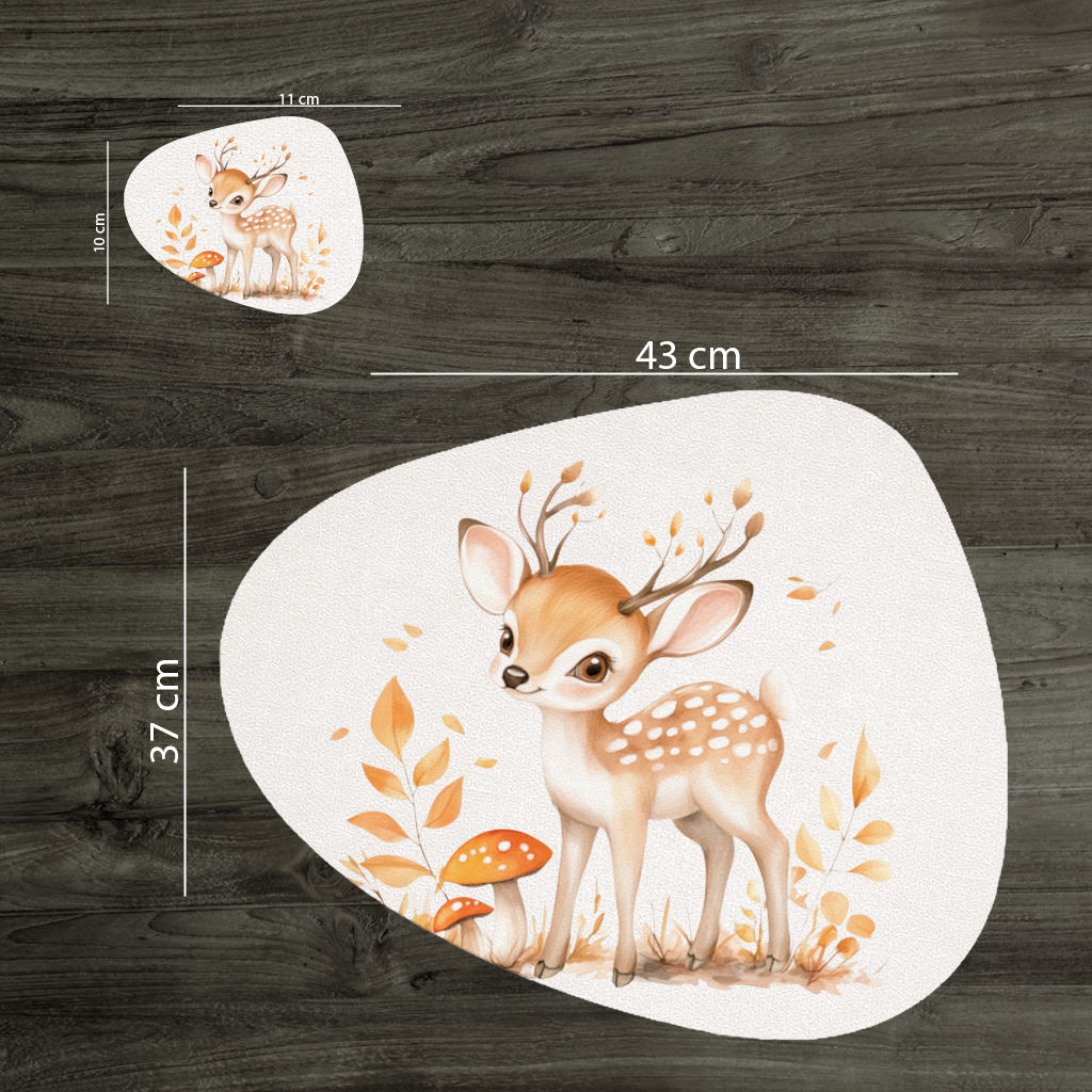 Whimsical Autumn Woodland Fawn Charger Plate Set 12 Pieces