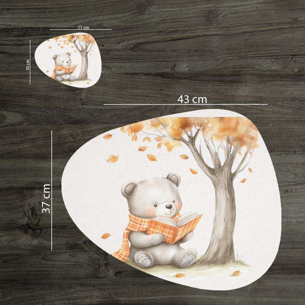 Reading Bear with Orange Scarf Charger Plate Set 12 Pieces