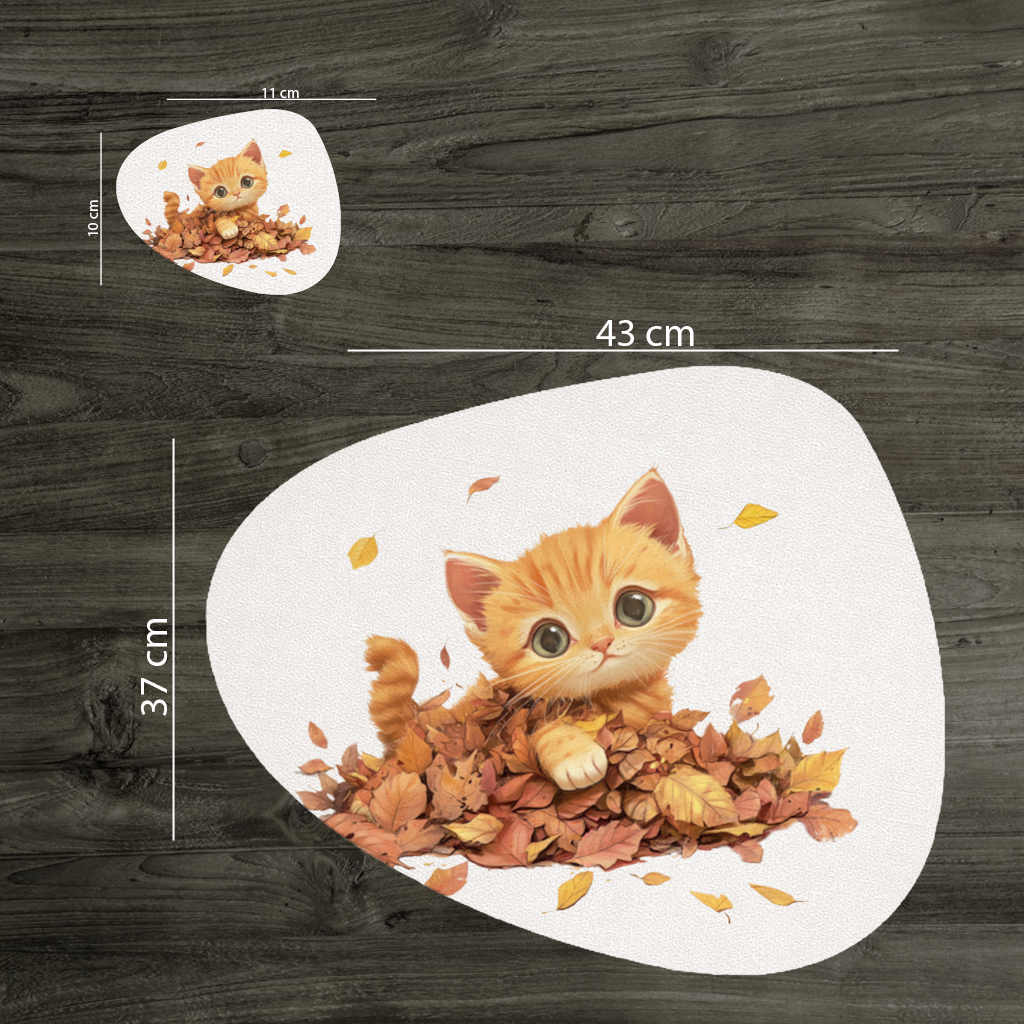 Ginger Kitten in Autumn Leaves Charger Plate Set 12 Pieces