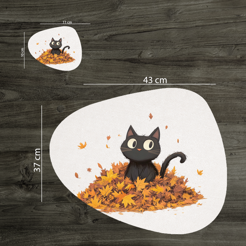 Cute Black Cat in Autumn Leaves Charger Plate Set  12 Pieces