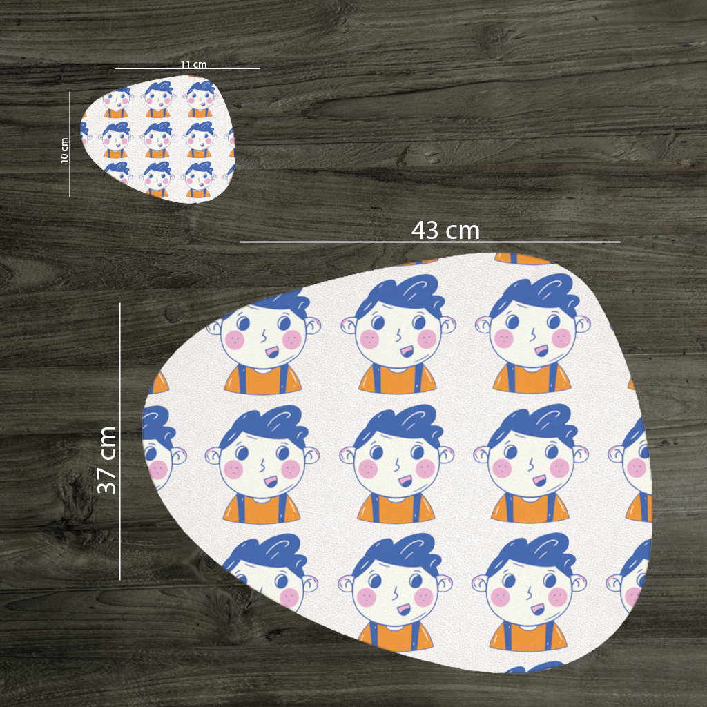 Cute Smiling Boy with Blue Hair Charger Plate Set 12 Pieces