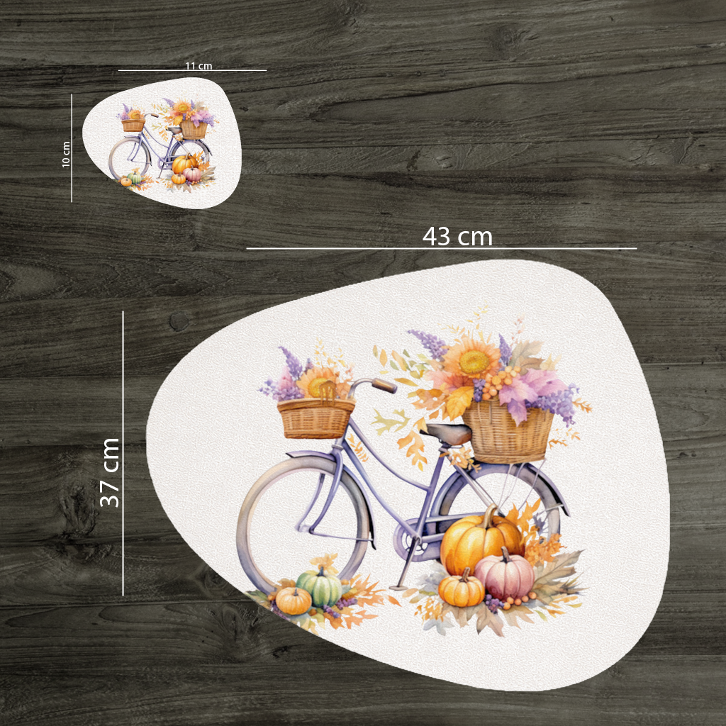 Lavender Autumn Bicycle with Pumpkins Charger Plate Set 12 Pieces