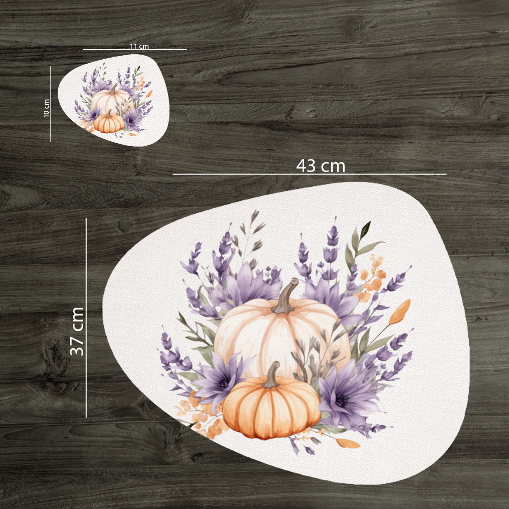 Lavender and Pumpkin Autumn Bouquet Charger Plate Set 12 Pieces