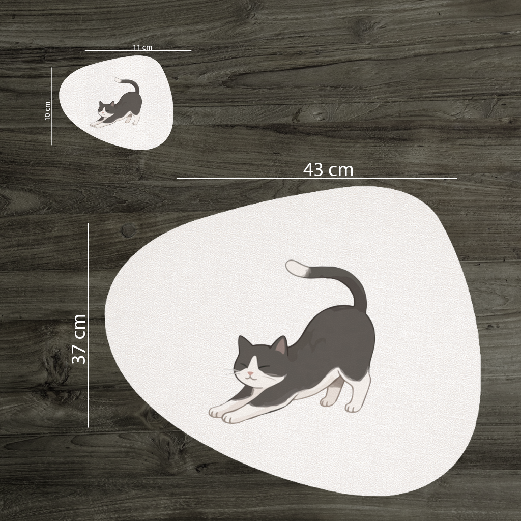 Stretching Tuxedo Cat Charger Plate Set 12 Pieces