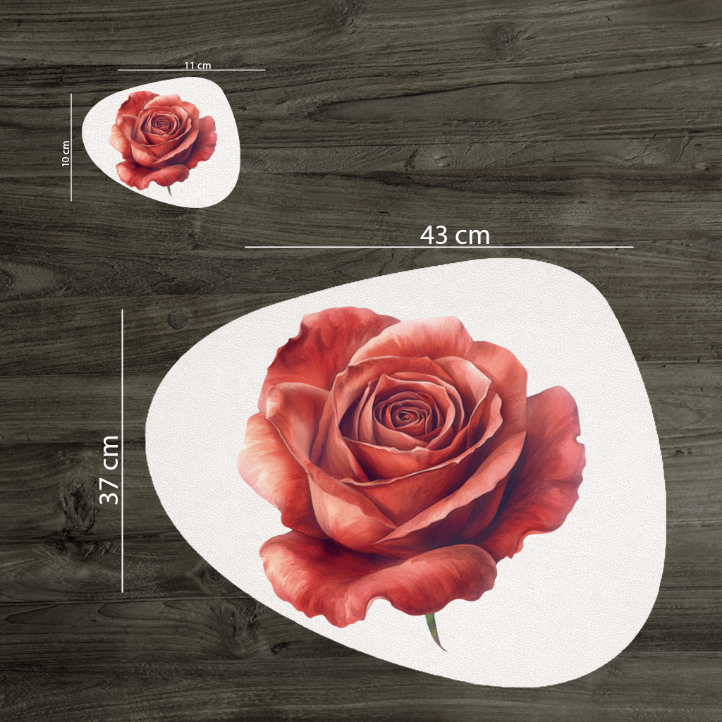 Crimson Red Rose Charger Plate Set 12 Pieces