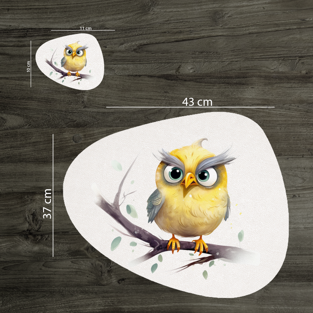 Grumpy Yellow Owl Charger Plate Set 12 Pieces