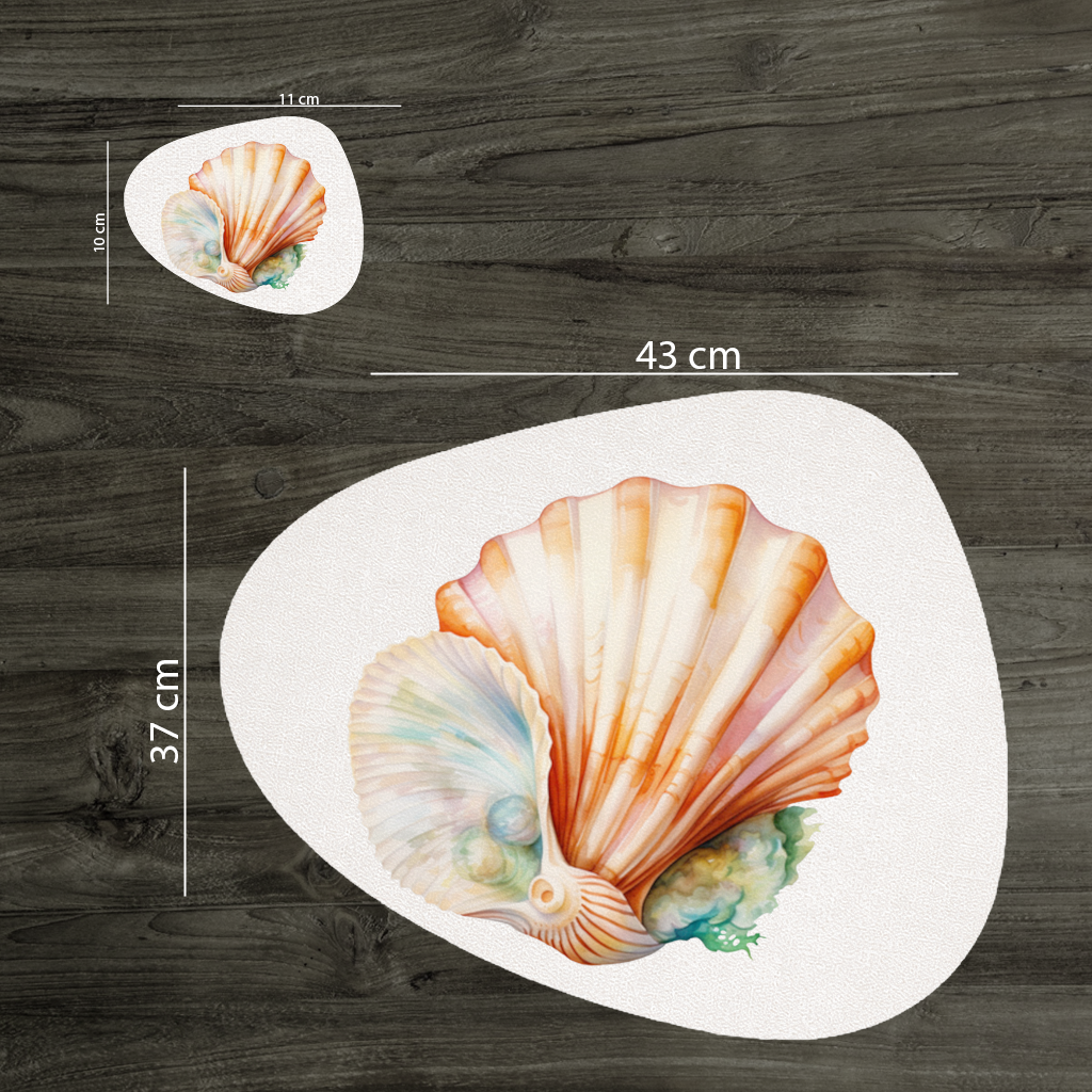 Iridescent Pearls in Orange Scallop Seashell Charger Plate Set  12 Pieces