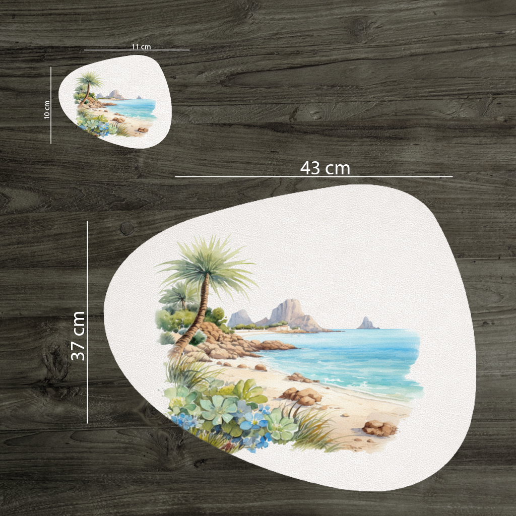 Tropical Palm Tree and Turquoise Sea Charger Plate Set 12 Pieces