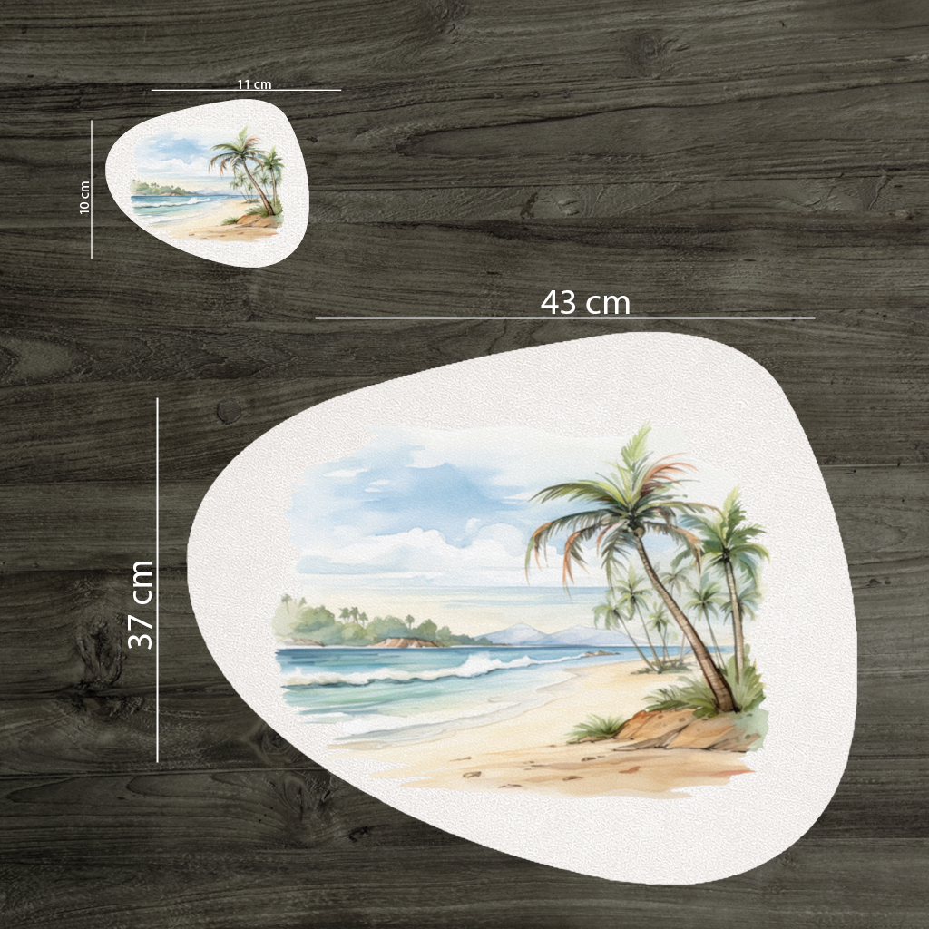 Tropical Palm Tree Beach Charger Plate Set 12 Pieces