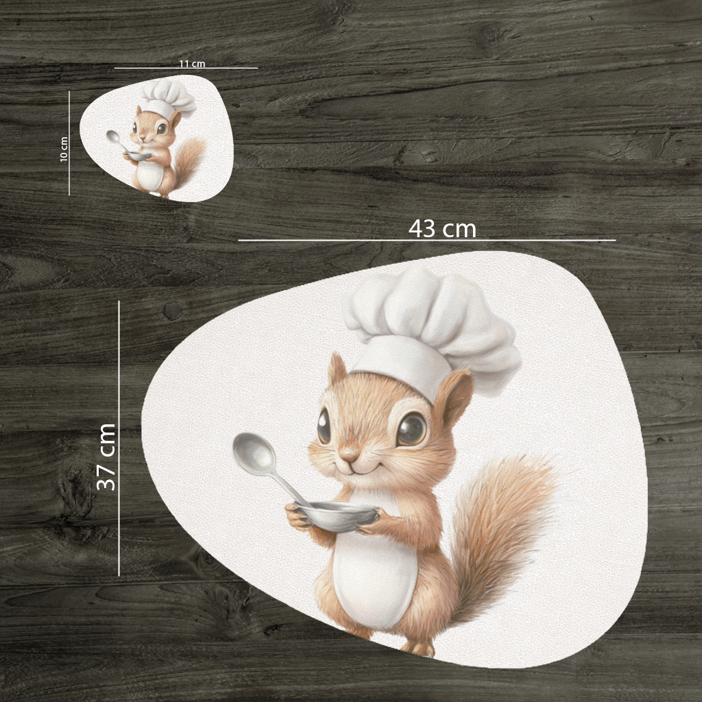 Whimsical Little Chef Squirrel Charger Plate Set 12 Pieces