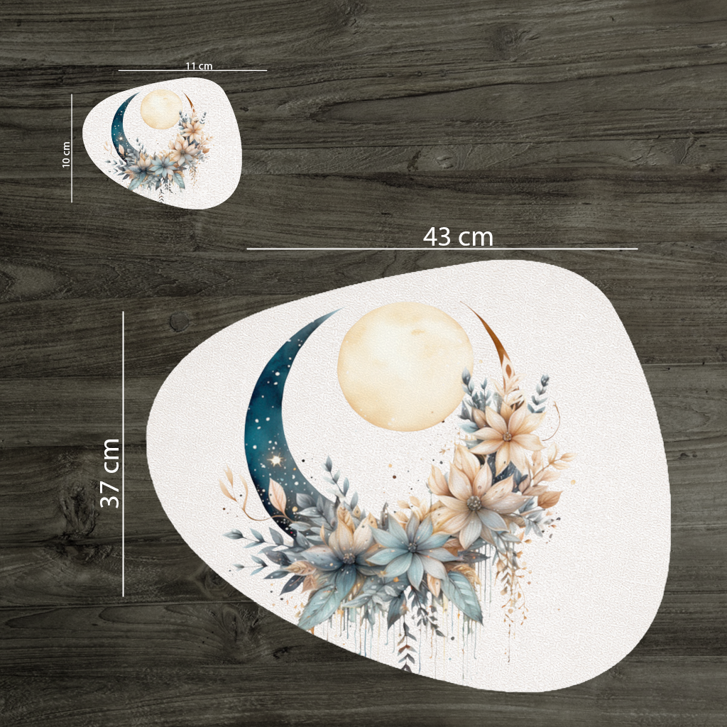 Celestial Boho Moon Floral Charger Plate Set 12 Pieces