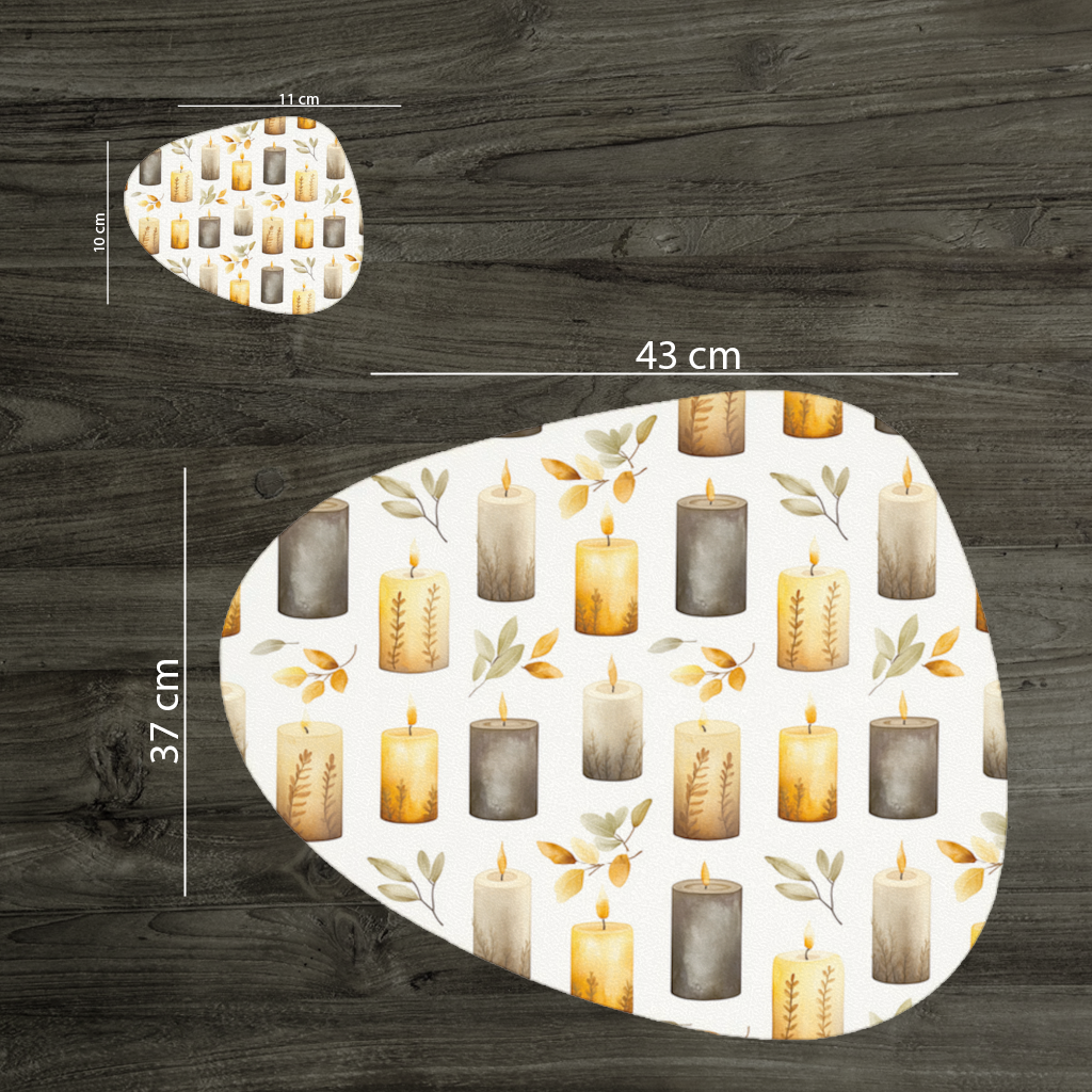 Warm Neutral Autumn Candles and Leaves Charger Plate Set 12 Pieces