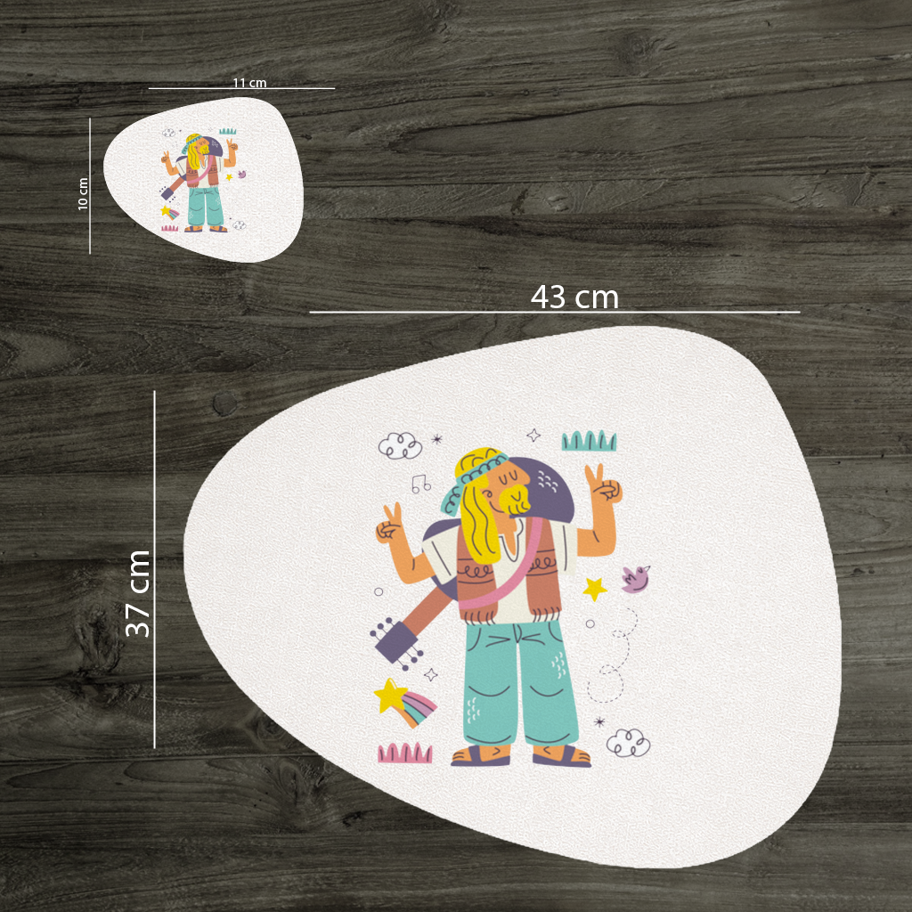 Retro Hippie Character Charger Plate Set 12 Pieces