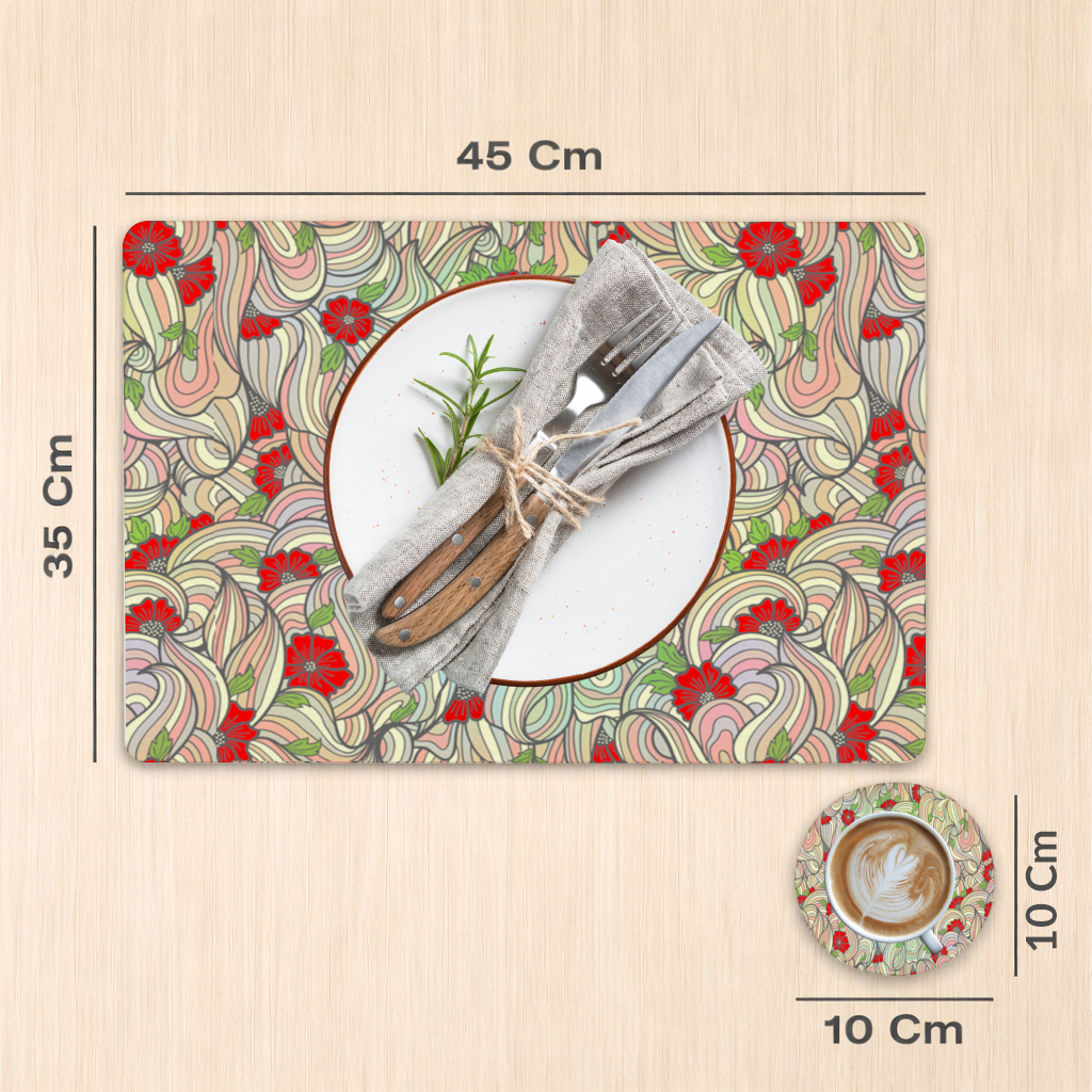 Floral Retro Wavy Pattern Charger Plate Set 12 Pieces