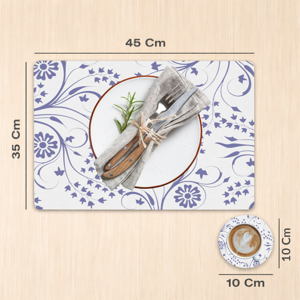 Blue White Vintage Floral Pattern Charger Plate Set 12 Pieces