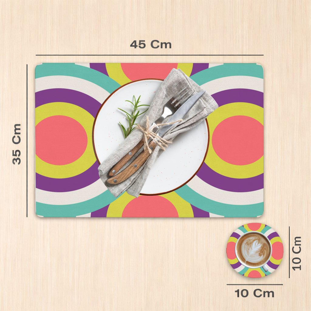 Colorful Geometric Circle Pattern Charger Plate Set 12 Pieces