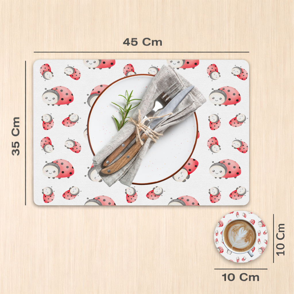Cute Kawaii Ladybug Pattern Charger Plate Set 12 Pieces