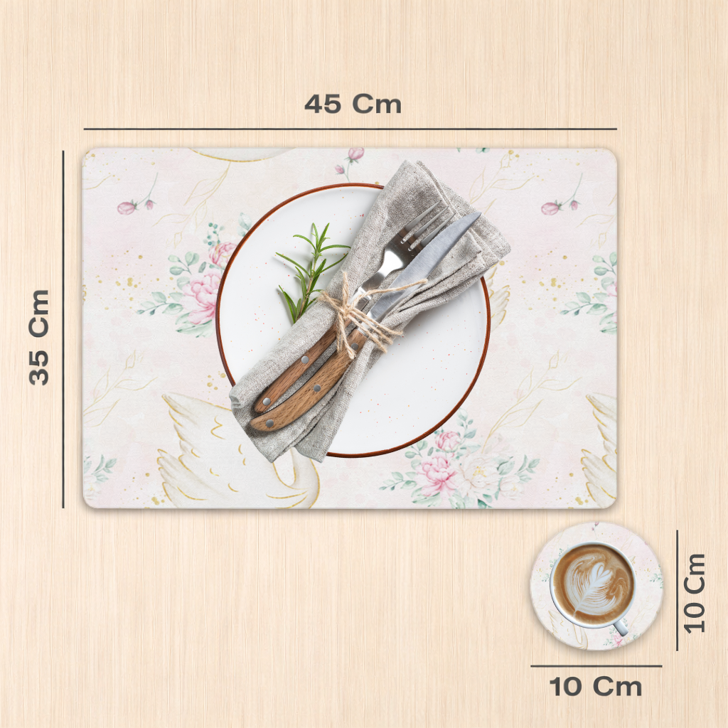 Pastel Watercolor Swan Floral Pattern Charger Plate Set  12 Pieces