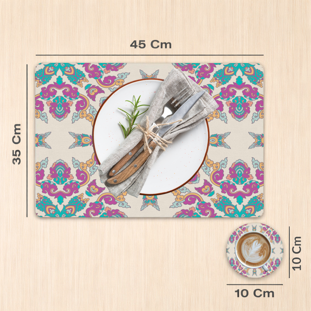 Colorful Oriental Symmetrical Mandala Pattern Charger Plate Set 12 Pieces