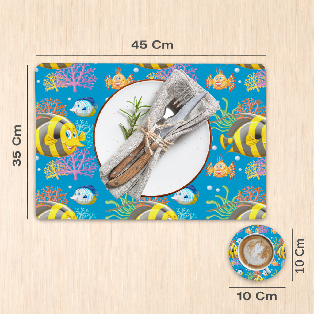 Colorful Tropical Fish and Coral Reef Pattern Charger Plate Set 12 Pieces