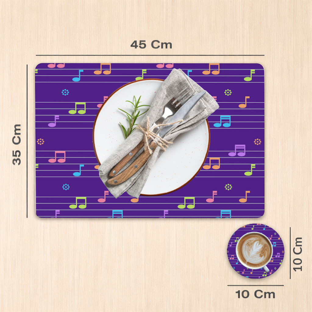 Colorful Music Notes and Modern Rhythm Seamless Pattern Charger Plate Set  12 Pieces