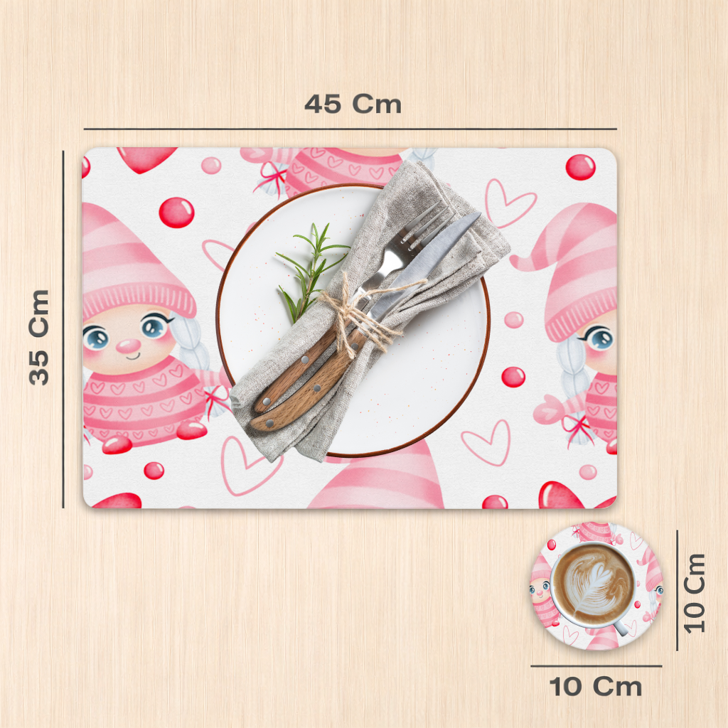 Cute Pink Baby Girl Valentines Day Heart Pattern Design Charger Plate Set 12 Pieces
