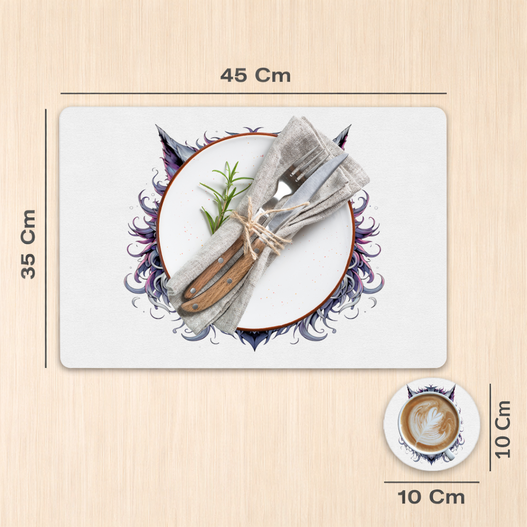 Fierce Wolf Head Illustration Heterochromia Eyes, Savage Wolf Charger Plate Set  12 Pieces