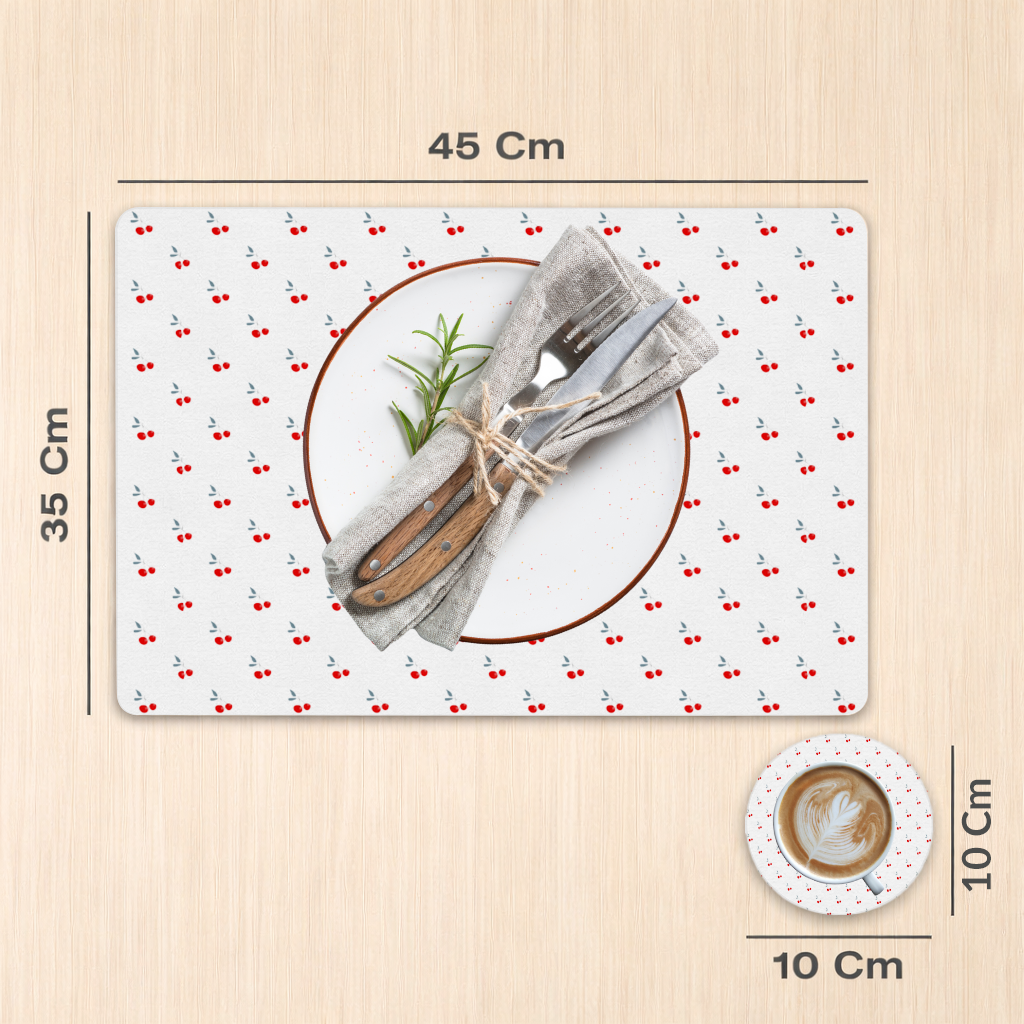 Minimal Cherry Repeat Pattern Background Charger Plate Set 12 Pieces