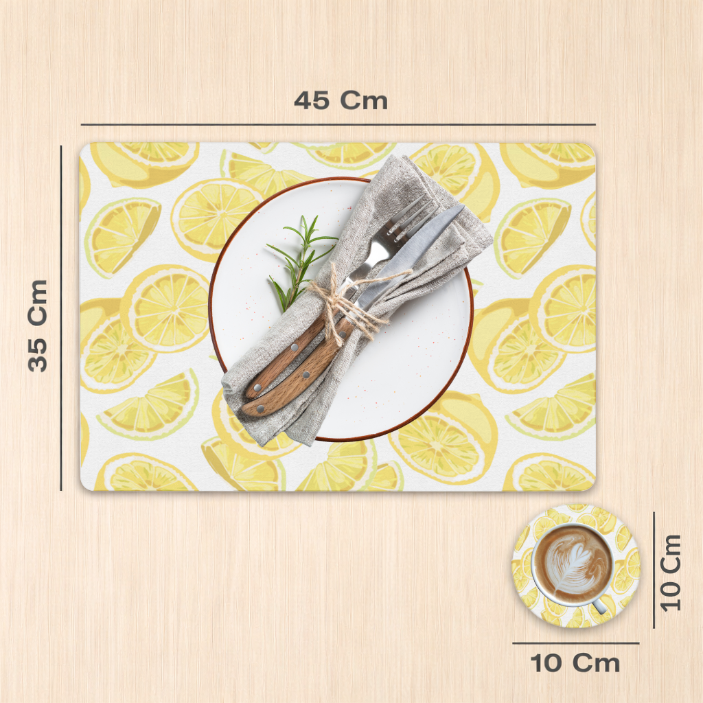 Fresh Lemon Slices Vibrant Summer Pattern Charger Plate Set 12 Pieces