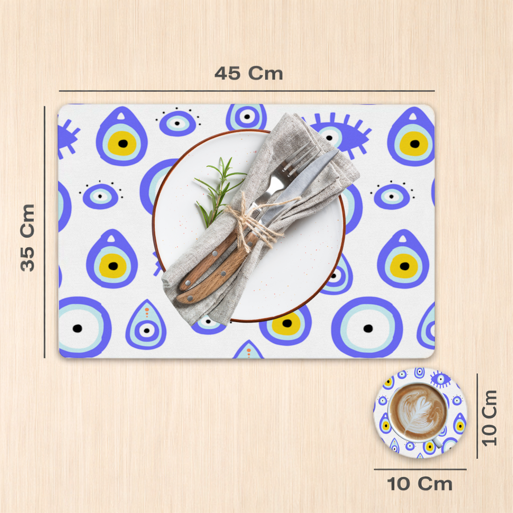 Evil Eye Pattern Charger Plate Set 12 Pieces