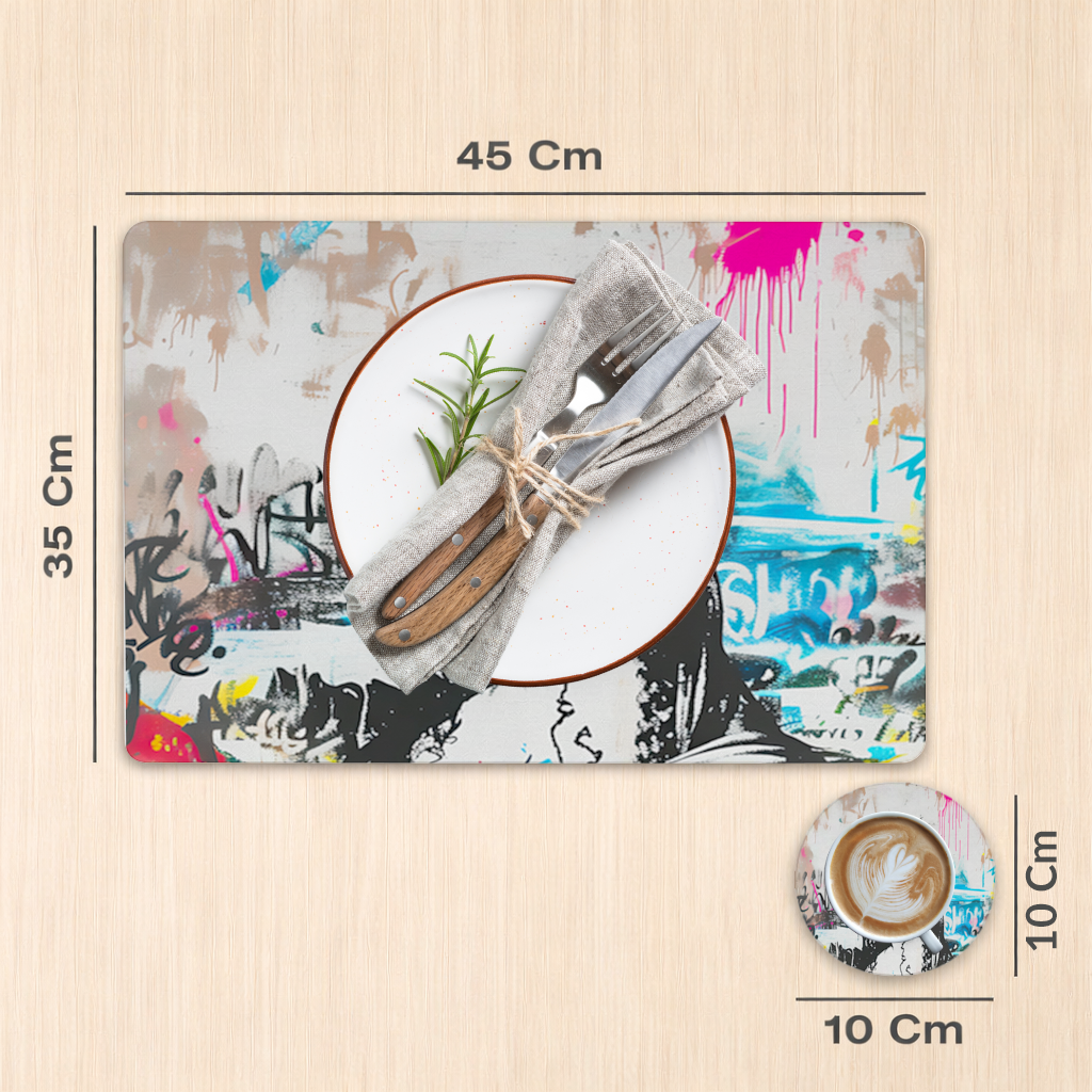 Graffiti Style Modern Mona Lisa Illustration Charger Plate Set 12 Pieces