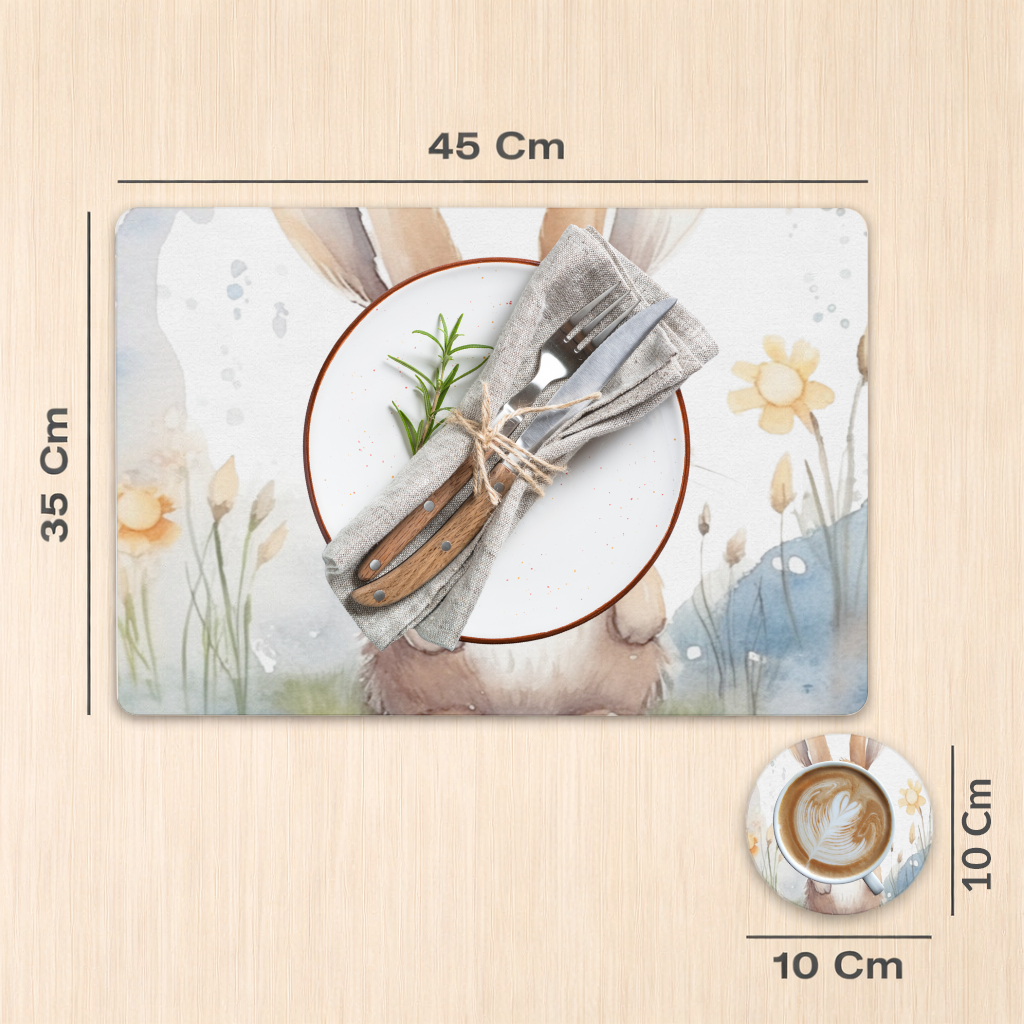 Cute Bunny Watercolor Illustration Charger Plate Set 12 Pieces