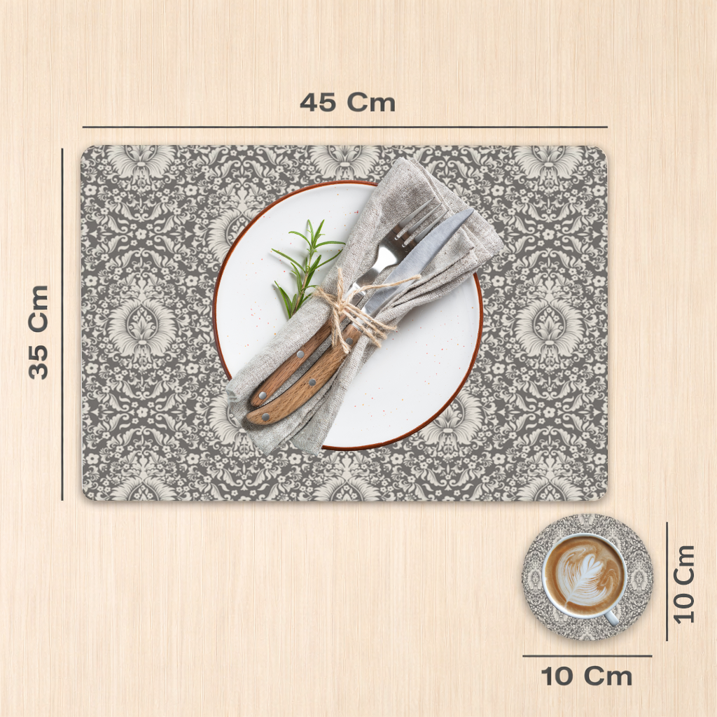 Klasik Vintage Damask Çiçekli Desen Servis Tabağı Altlığı (12 Adet)