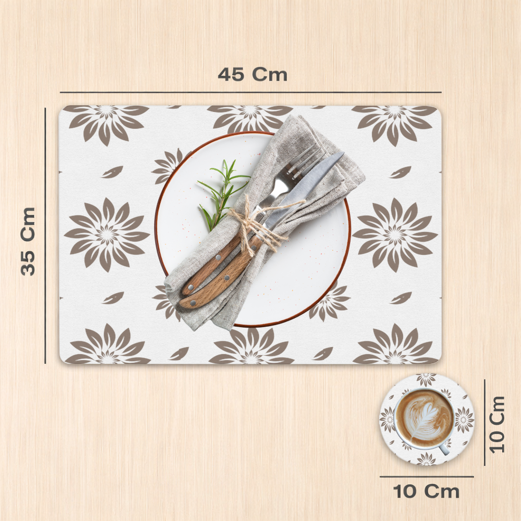 Minimalist Modern Brown Floral Pattern Charger Plate Set 12 Pieces