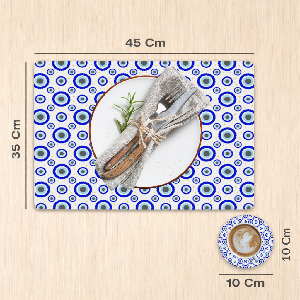 Blue Evil Eye Pattern with Stars Charger Plate Set 12 Pieces