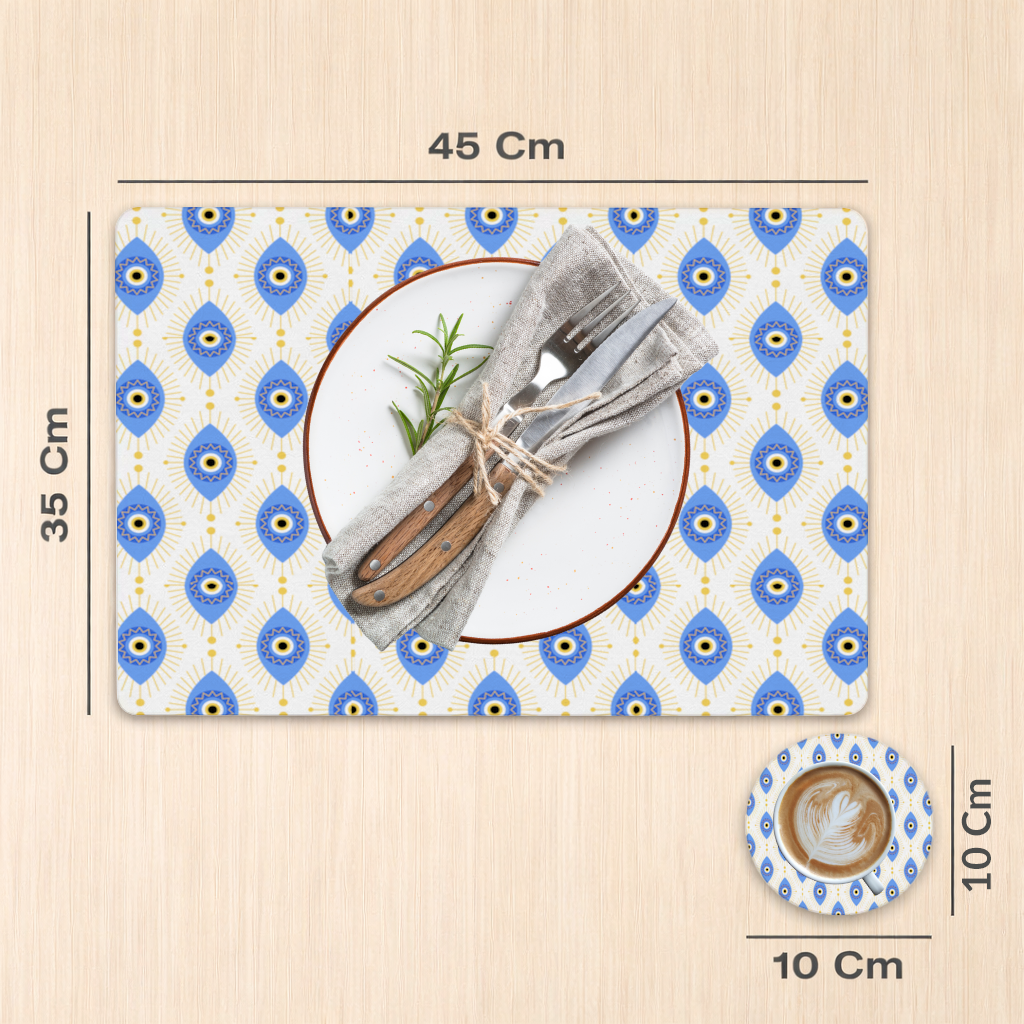 Modern Evil Eye Pattern with Sunburst Rays Charger Plate Set 12 Pieces