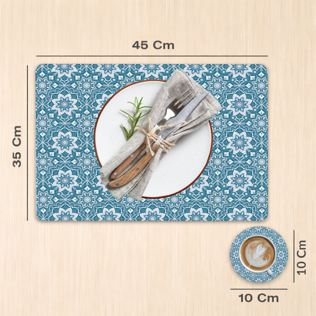 Elegant Blue Mandala Pattern Charger Plate Set 12 Pieces