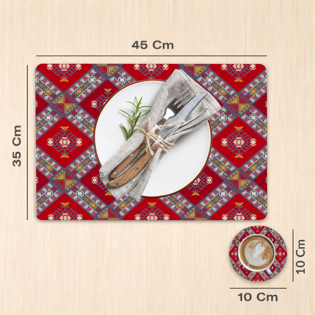 Geleneksel Kilim Desenli Motif Servis Tabağı Altlığı (12 Adet)