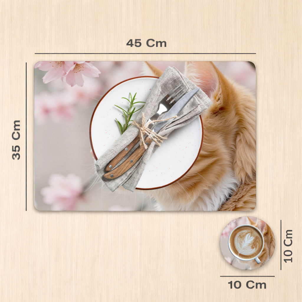 Adorable Ginger Cat Portrait Among Spring Flowers Charger Plate Set 12 Pieces