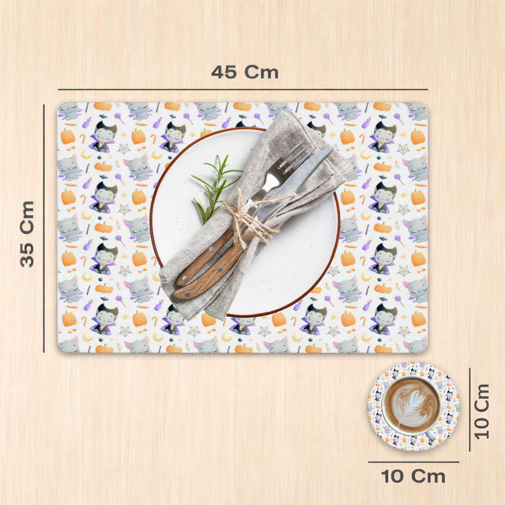 Cute Vampire and Bat Halloween Seamless Pattern Charger Plate Set 12 Pieces
