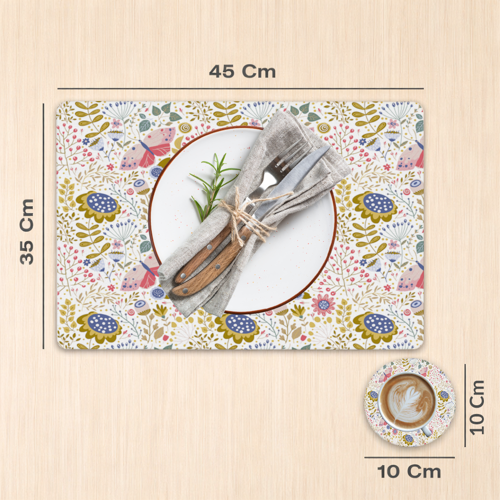 Folk Art Floral and Butterfly Pattern Charger Plate Set 12 Pieces