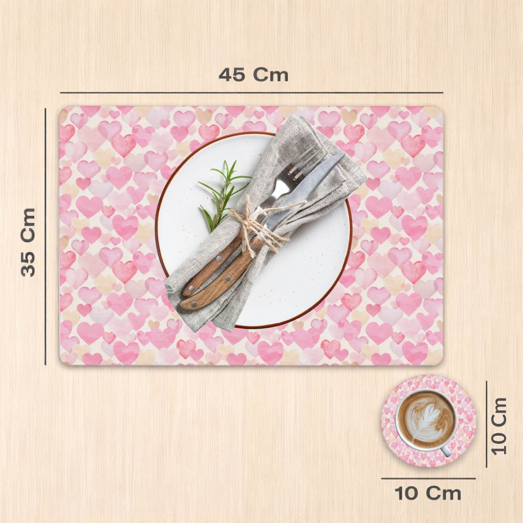 Watercolor Pink Hearts Charger Plate Set 12 Pieces