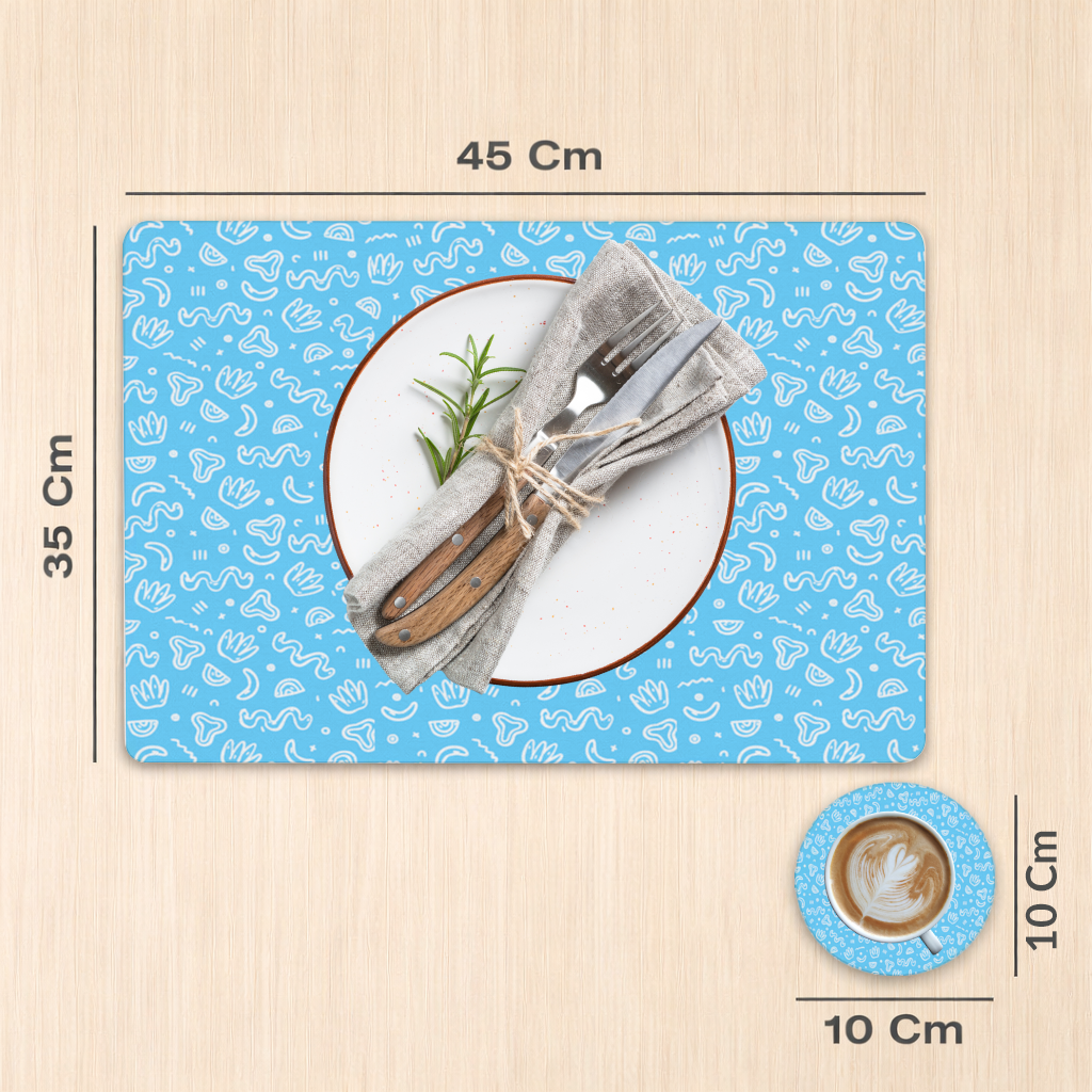 Blue Abstract Doodle Charger Plate Set 12 Pieces