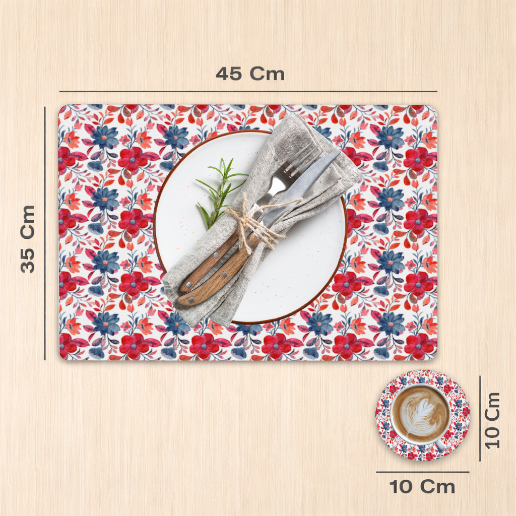 Watercolor Red Navy Floral Charger Plate Set 12 Pieces